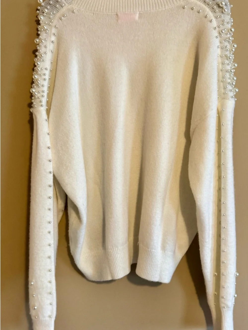 Pink Lily Ivory Pearl-Embellished Crewneck Sweater - Picture 2 of 4